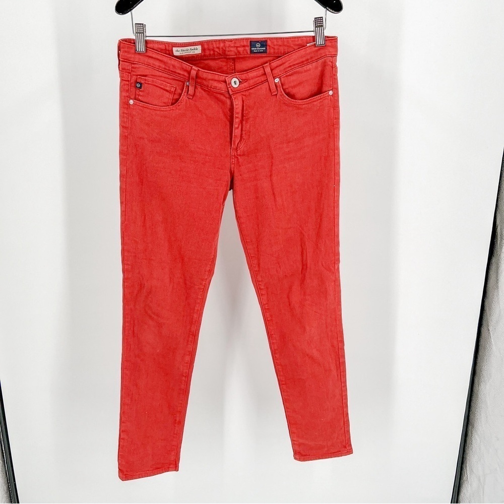 AG Adriano Goldschmied Red The Stevie Ankle Slim Straight Jeans